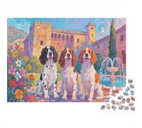 Springer Spaniel 1000 Piece Adult Jigsaw Puzzles Dog Jigsaws Challenging Game Family Challenging Educational Games Home Decoration for Adults And Kids Age 12 Years Up 1000pcs (75x50cm)