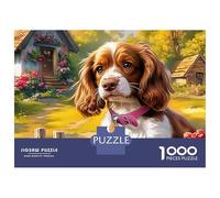 Springer Spaniel 1000 Piece Cardboard Jigsaw Puzzles Cute Pet Every Piece Unique, Softclick Technology Perfect for Game Nights High Resolution 38x26cm/1000pcs