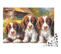 Springer Spaniel 1000 Piece Jigsaw Puzzle for Adults Three Spaniel Puppies Colourful Jigsaws Educational Games Fun Present & Activity 38x26cm/1000pcs