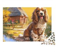 Springer Spaniel 1000 Piece Jigsaw Puzzle for Women, Men Sitting Spaniel Creek Challenging Puzzles Educational Games Great Gift 52x38cm/1000pcs