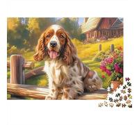 Springer Spaniel 1000 Piece Puzzle Energetic Spotted Alert Springer Spaniels Smooth Cut Paper Jigsaw, Challenging Brain Activity And Relaxing Leisure Game for Adults 38x26cm/1000pcs