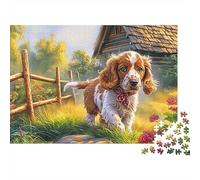 Springer Spaniel 1000 Piece Puzzle Energetic Spotted Alert Springer Spaniels Smooth Precision Cut Paper Puzzle, Challenging Brain Game for Adults And Families 38x26cm/1000pcs