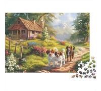 Springer Spaniel 1000 Piece Puzzle Energetic Spotted Alert Springer Spaniels Smooth Precision Cut Paper Puzzle, Challenging Brain Game And Relaxing Leisure for Adults 70x50cm/1000pcs