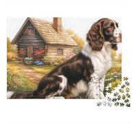 Springer Spaniel 1000 Piece Puzzle Energetic Spotted Alert Springer Spaniels Smooth Precision Cut Paper Puzzle, Challenging Brain Game for Adults And Families 38x26cm/1000pcs