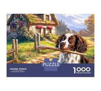Springer Spaniel 1000 Piece Spaniel Stick Cardboard Jigsaw Puzzle for Adults 14+ Kids 12+ Brain Training Stress Relief Collectible Item Missing Piece Guarantee 38x26cm/1000pcs