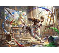 Springer Spaniel Artist 1000 Piece Wooden Jigsaw Puzzle,Wood,Educational Toy,Home Wall Decor,Gift Idea,Adults & Kids 14+,Impossible Challenge,Stress Relief (75x50cm)