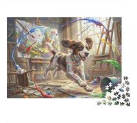 Springer Spaniel Artist 500 Piece Wooden Jigsaw Puzzle,Educational Toy,Impossible Challenge,Adults & Kids 14+,Wood,Home Wall Decor,Gift Idea,Stress Relief (52x38cm)
