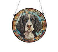 Springer Spaniel Black & White Stained Glass Effect Suncatcher Gift for Dog Lovers - 13cm