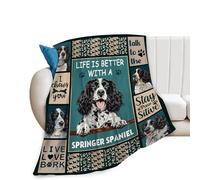 Springer Spaniel Blanket Dog Throw Blanket Cozy Fleece Flannel Plush Bedding Springer Spaniel Gifts Stuff for Women Men Boys Girls Adult for Couch Sofa Bed Decor 40"X50"