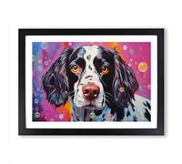 Springer Spaniel Bubbles Framed Print | A2 Black Framed Wall Art | Ready to Hang | Modern Animal Picture | Living Room Bedroom Lounge Office