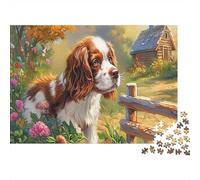 Springer Spaniel Cardboard Spaniel in Flower-filled Meadow Premium Jigsaw Puzzle Boredom Buster Home Decor 38x26cm/1000pcs