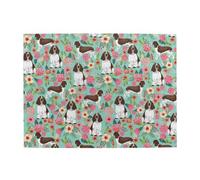 Springer Spaniel Dog Floral,500 Pieces Puzzles for Adults-Wooden Jigsaw Puzzle for Adults Elderly