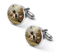 Springer Spaniel Dog Pheasant Hunting Cufflinks Funny Cuff Links for Men Father Dad Wedding Christmas Shirts