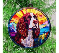 Springer Spaniel Dog Stained Glass Themed Ornament