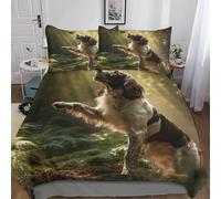 Springer Spaniel Duvet Cover Microfiber Bedding Set, 3D Print Duvet Quilt Cover&Pillowcase, With Zipper Closure, Soft Comforter Cover for Men Woman Kids 3 Piece Set Double（200x200cm）