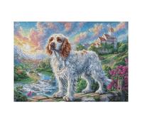 Springer Spaniel in Flower Field 300 Piece Jigsaw Puzzle for Adults Teens Study Room Decor Focus Training Vibrant Colours Great Gift for Scholars 300 PCS