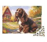 Springer Spaniel Jigsaw Puzzle 1000 Pieces Energetic Spotted Alert Springer Spaniels Eco Paper Puzzle for Focus, Calm Relaxation And Family Fun 52x38cm/1000pcs