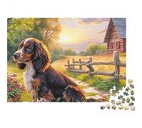 Springer Spaniel Jigsaw Puzzle 1000 Pieces Energetic Spotted Alert Springer Spaniels Eco Paper Puzzle for Focus, Calm Relaxation And Family Fun 52x38cm/1000pcs