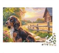 Springer Spaniel Jigsaw Puzzle 1000 Pieces Energetic Spotted Alert Springer Spaniels Eco Paper Puzzle for Focus, Calm Relaxation And Family Fun 52x38cm/1000pcs