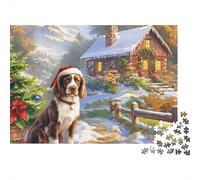 Springer Spaniel Jigsaw Puzzle 1000 Pieces Energetic Spotted Alert Springer Spaniels Eco Paper Puzzle for Focus, Calm Relaxation And Family Fun 70x50cm/1000pcs