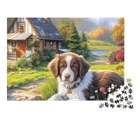 Springer Spaniel Jigsaw Puzzle 1000 Pieces Energetic Spotted Alert Springer Spaniels Paper Jigsaw for Stress Relief, Calm Relaxation And Family Time 38x26cm/1000pcs