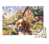 Springer Spaniel Jigsaw Puzzle 1000 Pieces Energetic Spotted Alert Springer Spaniels Paper Jigsaw for Stress Relief, Calm Relaxation And Family Time 38x26cm/1000pcs