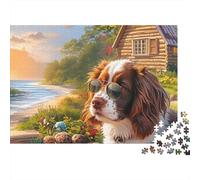 Springer Spaniel Jigsaw Puzzle 1000 Pieces Energetic Spotted Alert Springer Spaniels Paper Jigsaw for Stress Relief, Calm Relaxation And Family Time 38x26cm/1000pcs