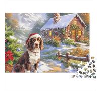 Springer Spaniel Jigsaw Puzzle 1000 Pieces Energetic Spotted Alert Springer Spaniels Paper Jigsaw for Stress Relief, Calm Relaxation And Family Time 52x38cm/1000pcs