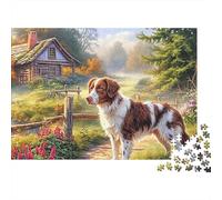 Springer Spaniel Jigsaw Puzzle 1000 Pieces Energetic Spotted Alert Springer Spaniels Paper Jigsaw for Stress Relief, Calm Relaxation And Family Time 52x38cm/1000pcs