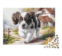 Springer Spaniel Jigsaw Puzzle 1000 Pieces Energetic Spotted Alert Springer Spaniels Paper Puzzle for Focus, Calm Relaxation And Fun Home Activity 38x26cm/1000pcs