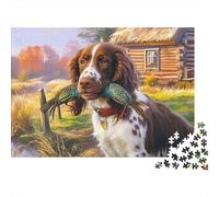 Springer Spaniel Jigsaw Puzzle 1000 Pieces Energetic Spotted Alert Springer Spaniels Paper Puzzle for Focus, Calm Relaxation And Fun Home Activity 70x50cm/1000pcs