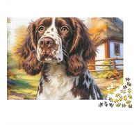 Springer Spaniel Jigsaw Puzzle 1000 Pieces Energetic Spotted Alert Springer Spaniels Premium Paper Jigsaw for Focus Training, Calm Relaxation And Family Leisure 70x50cm/1000pcs