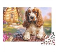 Springer Spaniel Jigsaw Puzzle 1000 Pieces Energetic Spotted Alert Springer Spaniels Premium Paper Jigsaw for Focus, Calm Relaxation And Enjoyable Family Leisure 70x50cm/1000pcs