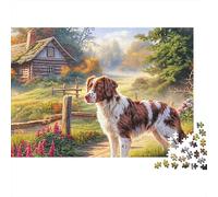 Springer Spaniel Jigsaw Puzzle 1000 Pieces Energetic Spotted Alert Springer Spaniels Premium Paper Jigsaw for Focus Training, Calm Relaxation And Family Leisure 70x50cm/1000pcs