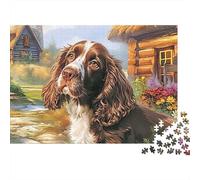 Springer Spaniel Jigsaw Puzzle 1000 Pieces Energetic Spotted Alert Springer Spaniels Premium Paper Jigsaw for Focus Training, Calm Relaxation And Family Leisure 52x38cm/1000pcs