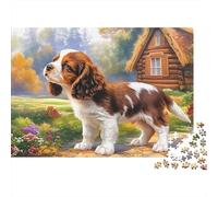 Springer Spaniel Jigsaw Puzzle 1000 Pieces Energetic Spotted Alert Springer Spaniels Premium Paper Jigsaw for Focus Training, Calm Relaxation And Family Leisure 38x26cm/1000pcs