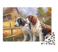 Springer Spaniel Jigsaw Puzzle 1000 Pieces Energetic Spotted Alert Springer Spaniels Premium Paper Jigsaw for Focus, Calm Relaxation And Enjoyable Family Leisure 70x50cm/1000pcs