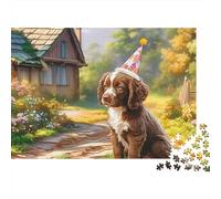 Springer Spaniel Jigsaw Puzzle 1000 Pieces Energetic Spotted Alert Springer Spaniels Premium Paper Jigsaw for Focus, Calm Relaxation And Enjoyable Family Leisure 70x50cm/1000pcs