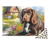 Springer Spaniel Jigsaw Puzzle 1000 Pieces Energetic Spotted Alert Springer Spaniels Premium Paper Jigsaw for Focus Training, Calm Relaxation And Family Leisure 70x50cm/1000pcs
