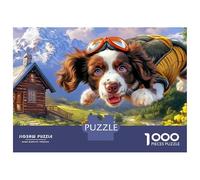 Springer Spaniel Jigsaw Puzzles for Adults 1000 Piecese Letter on Back Cute Pet No Dust, Home Decor Birthday Party Gift Toy for Men Women Olders Seniors 38x26cm/1000pcs
