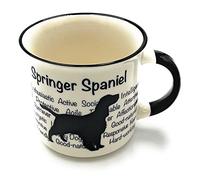 Springer Spaniel Mug - Dog Silhouette in Black on White Mug, Characteristics on Cup. Coffee Mug/ Tea Cup. Great Gift/ Present idea for Dog Owners.