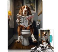 Springer Spaniel on The Toilet 1000 Piece Jigsaw Puzzles for Adults Gifts,for Educational Game Challenge Toy Unique Home Decor And Gifts 38x52cm