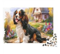 Springer Spaniel Premium Paper Spaniel with Tongue Out in Garden DIY Jigsaw Puzzle Decorative Stress Relief 70x50cm/1000pcs