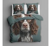 Springer Spaniel Single Size Duvet Cover Sets, Cute Pet Style Bedding Set, 1 Soft and Comfortable Microfiber Quilt Cover and 2 Pillowcases 50×75, for Room Decor P366