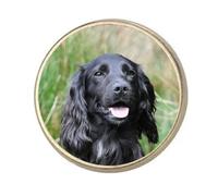 Springer Spaniel Sprocker Dog Round Silver Colour Badge With A Velveteen Bag