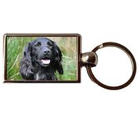 Springer Spaniel Sprocker Luxury Double Sided Oblong Metal Keyring And Gift Bag