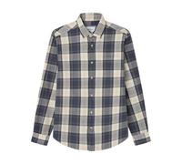 SPRINGFIELD Men's Camisa Ls de Sarga A Cuadros Shirt, White Print, XS