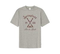 Springfield Men's Camiseta con gráfico ski Short Sleeve T-Shirt, Gris Melange, XS