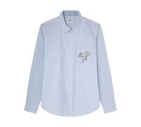 SPRINGFIELD Men's 948768 Embroidered Striped Oxford Shirt, Steel Blue, L