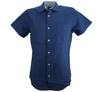 Springfield Mens Short Sleeved Pure Cotton Casual Shirt Blue L